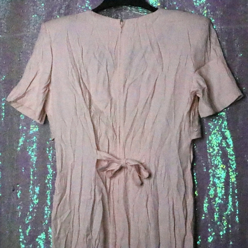 VINTAGE LONG DRESS 13-14 Scarlett Pastel Pink Buttons Grannycore Formal 80s 90s - Picture 2 of 8